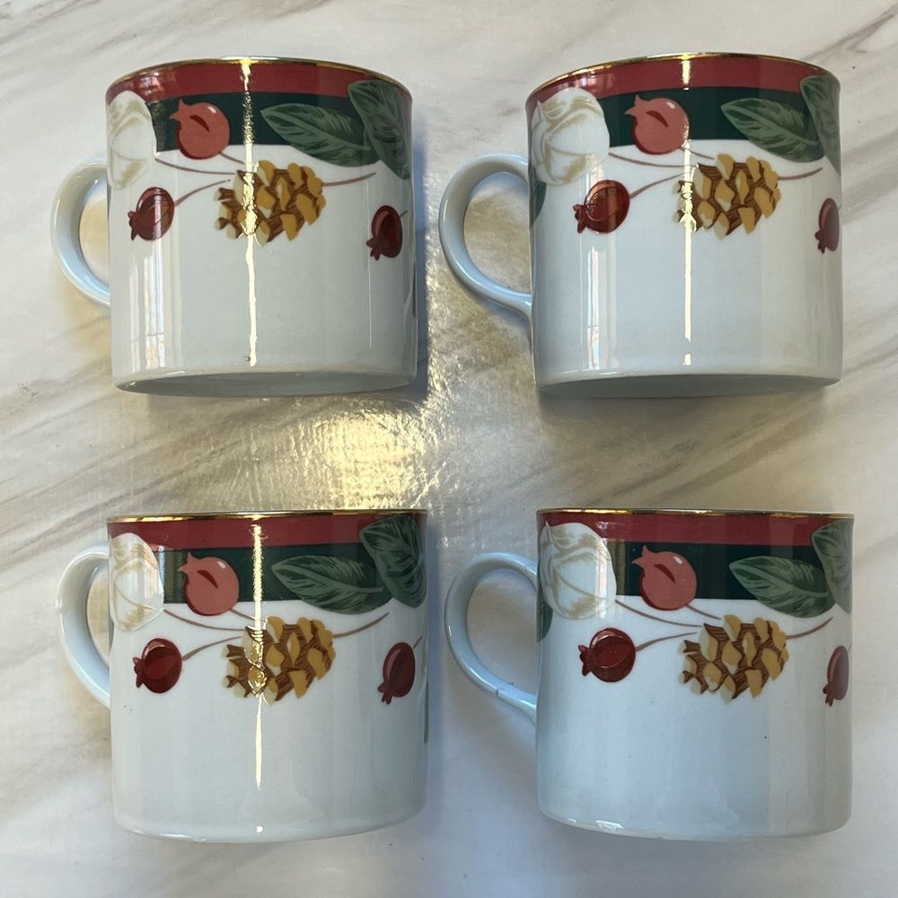 TIENSHAN | Magnolia Fine China Floral Mugs Set‎ of 4